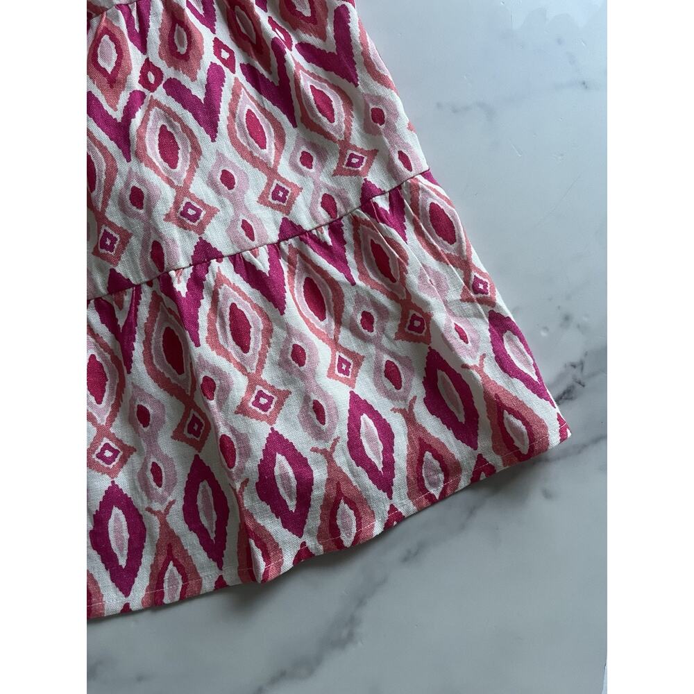Sail to sable Linen blend tiered mini dress pink XL flutter sleeve Coastal chic - Picture 10 of 11
